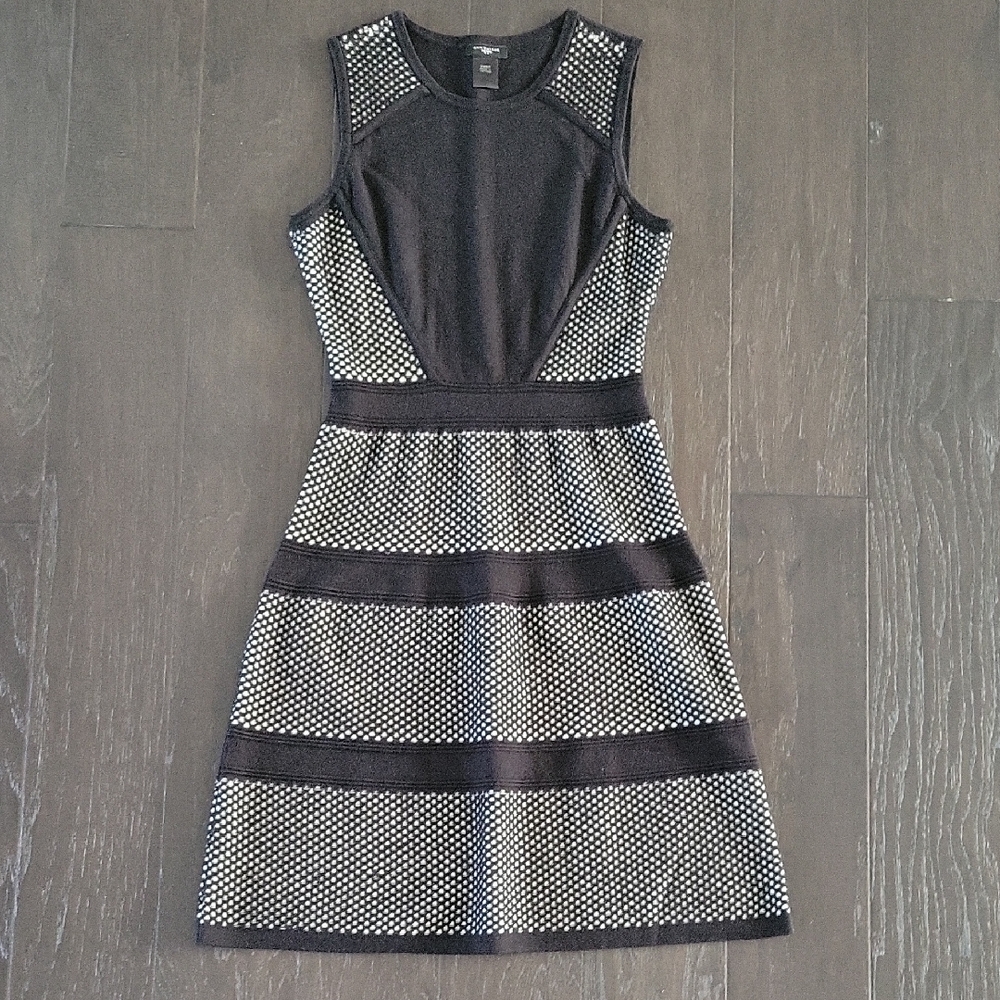 Ann Taylor Black and White KNIT Halter Sheath Mini Dress -NWOT